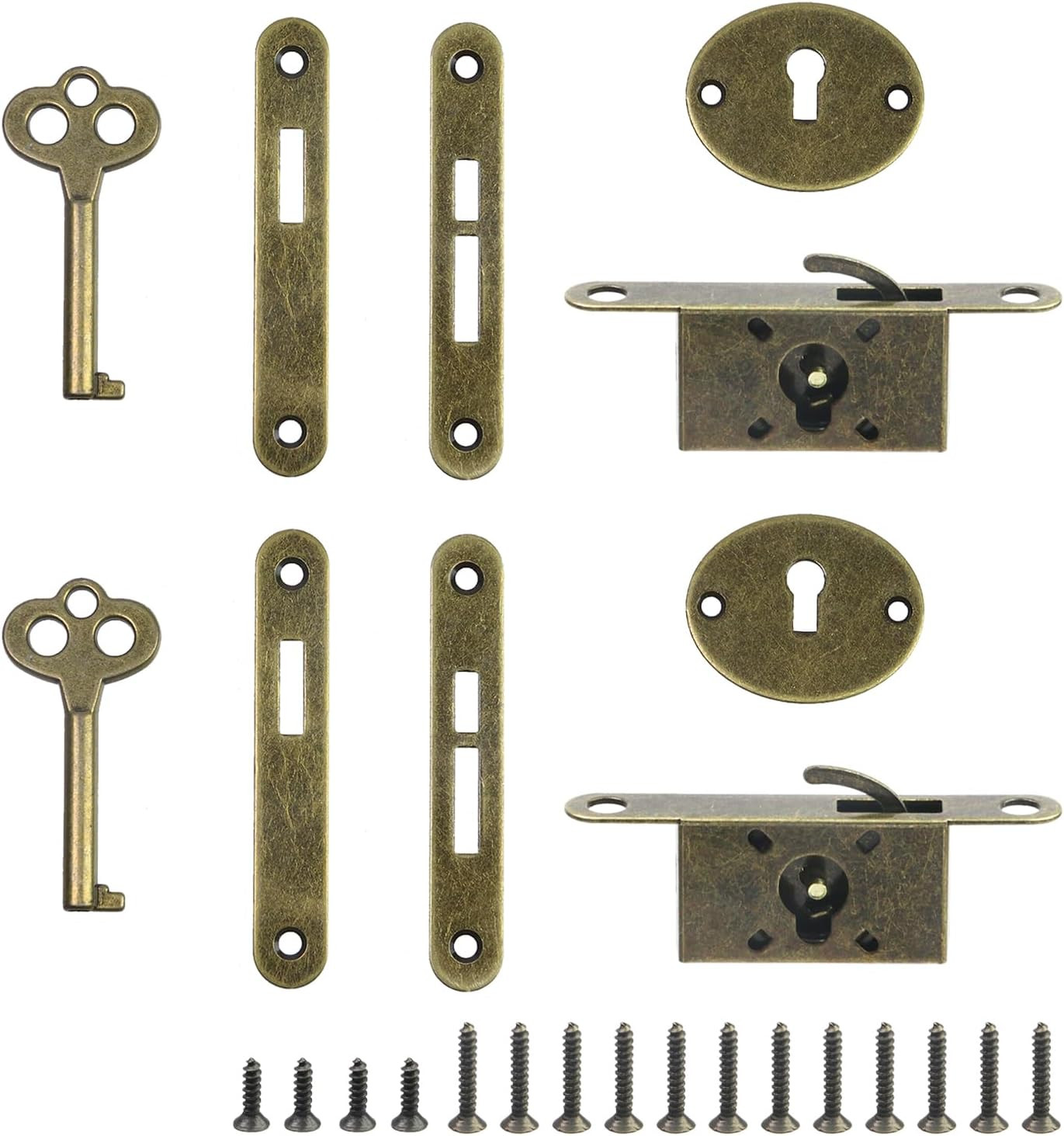 Bronze Mini Box Locks Full Mortise Decorative Antique Locks Jewelry Box Lock Rep