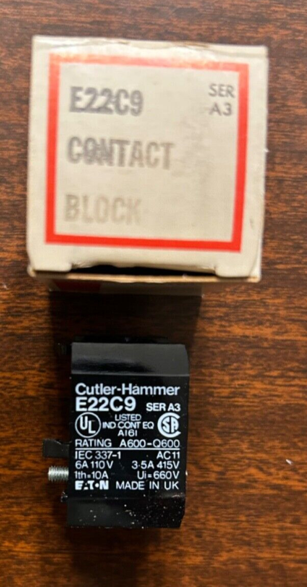 EATON CUTLER-HAMMER E22C9 SER A3 CONTACT BLOCK, BRAND NEW