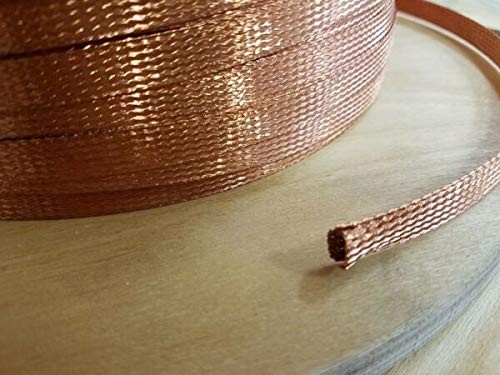 ROBENO 10 FEET 3/8" BRAIDED GROUND STRAP GROUNDING Bare Copper Flat brown