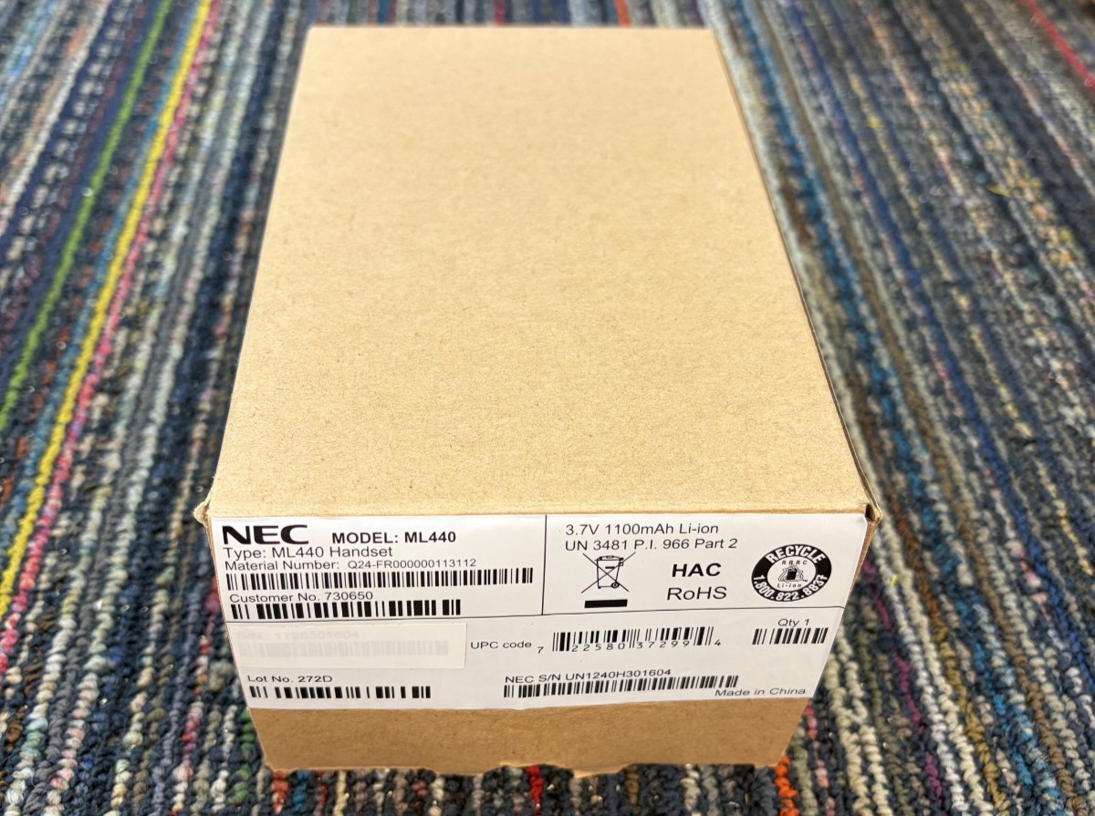 NEC SMB ML440 IP DECT Wireless Phone W/ Charger & Belt Clip New Open Box 730650