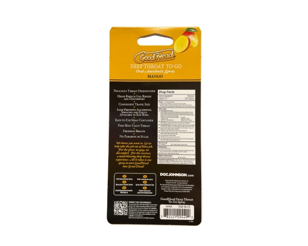 Doc Johnson GoodHead - 0.3 oz Deep Throat Spray To-Go - Mango