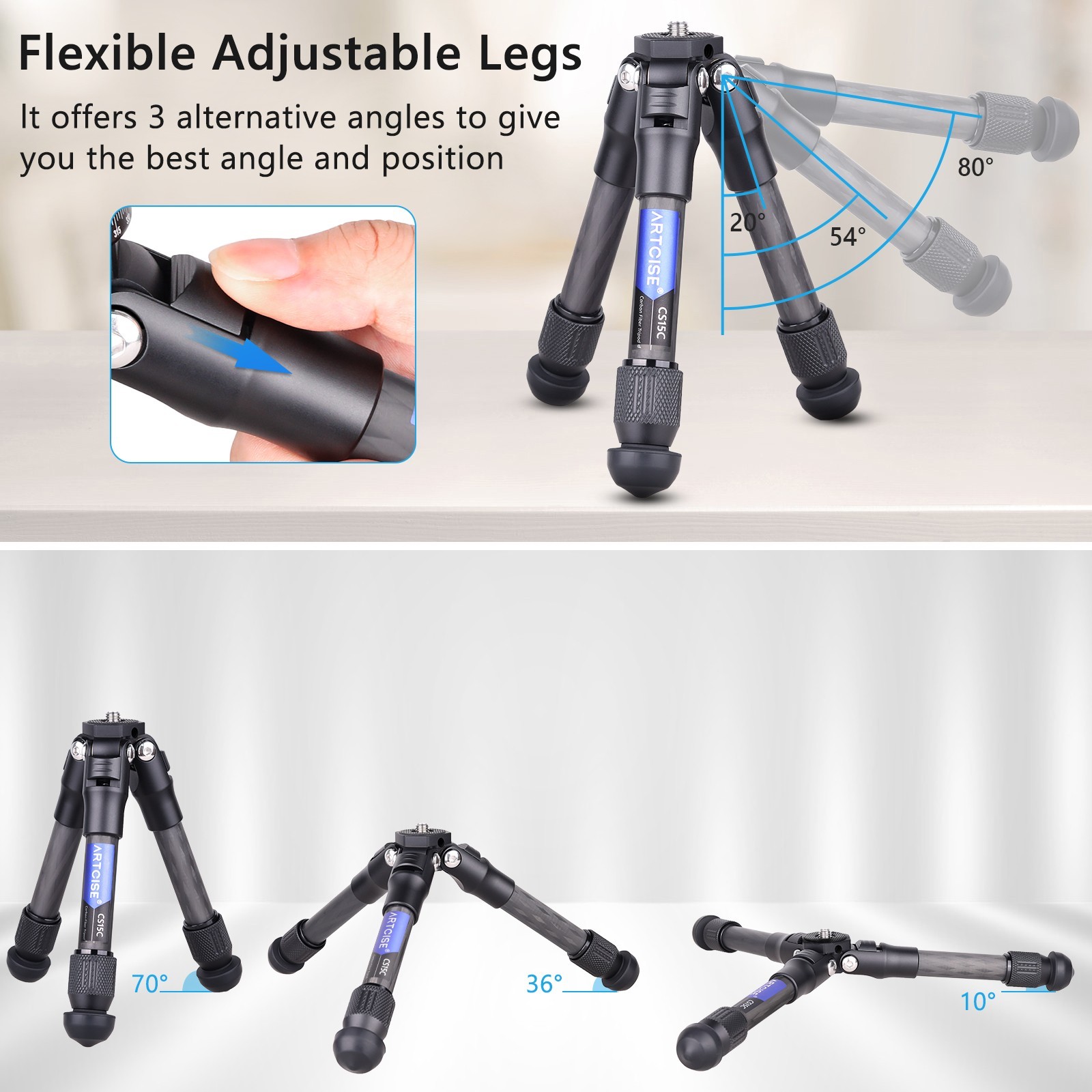 Mini Camera Tripod Carbon Fiber Tabletop Tripod Compact Portable Desktop Tripod