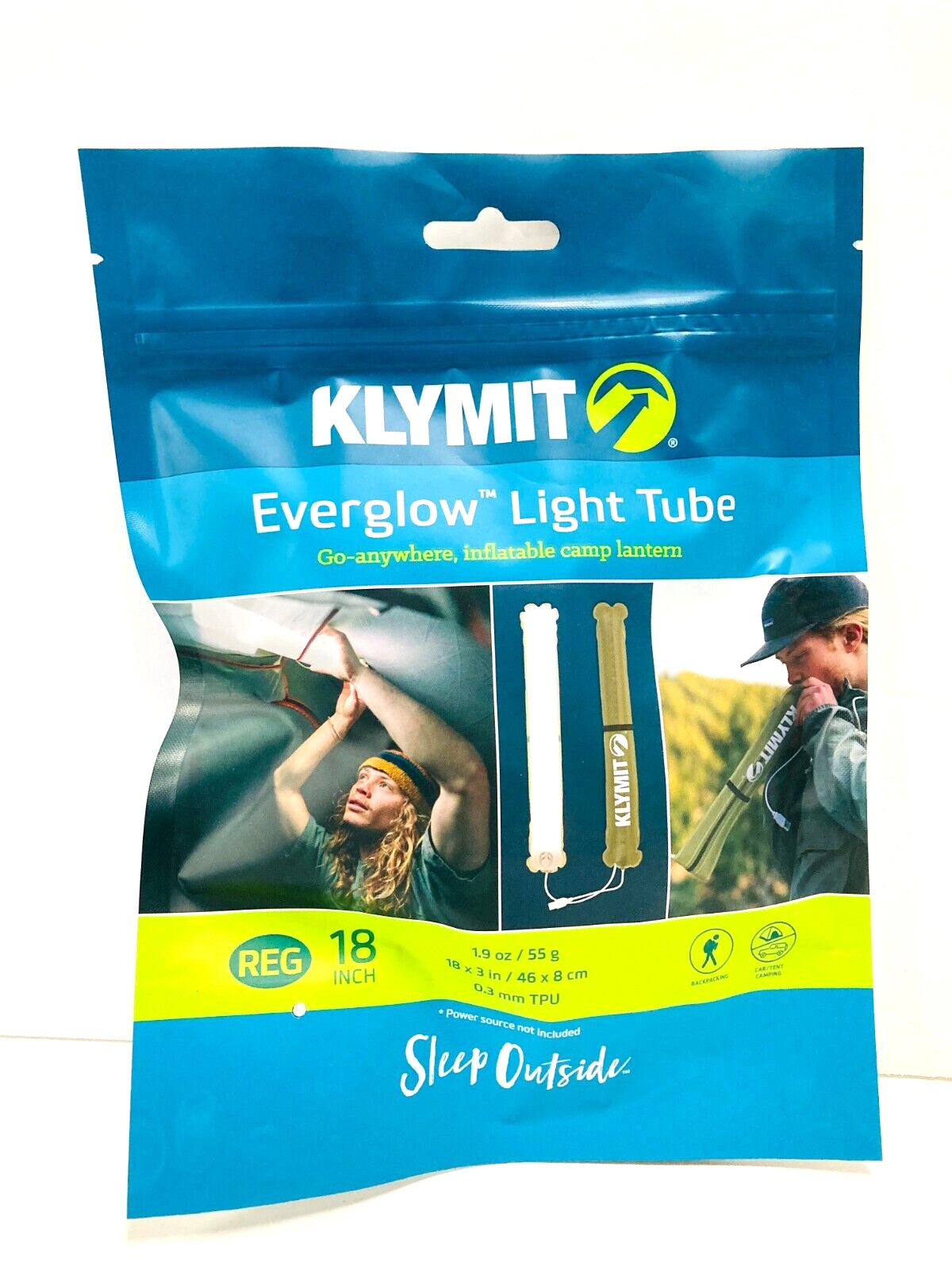 Klymit Everglow LED Light, Inflatable Camping Lantern, USB Dimmable, 6000K