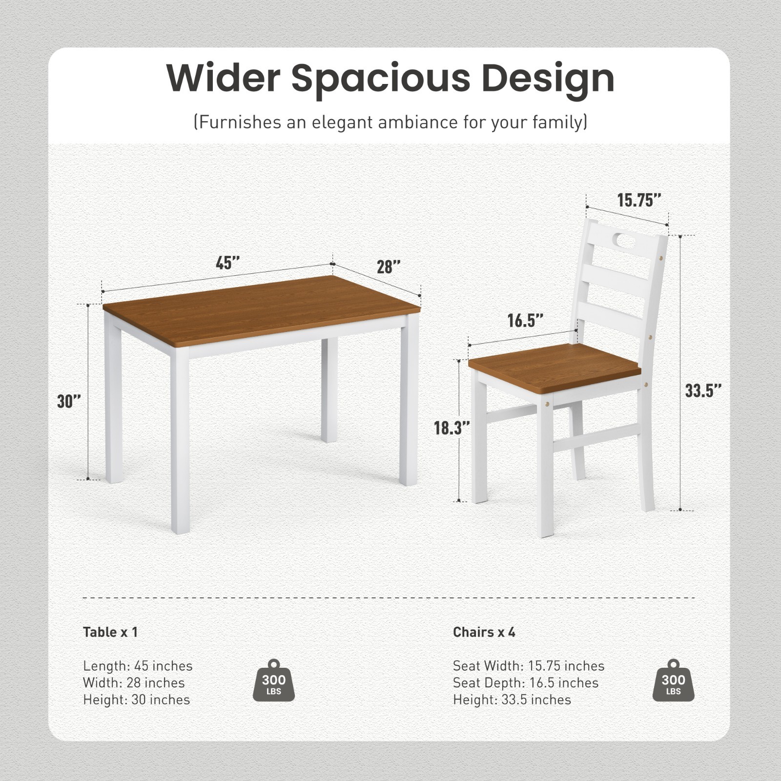 Kitchen Table and Dining Room Table Set, Wood Elegant Kitchen Sets for 4 Walnut