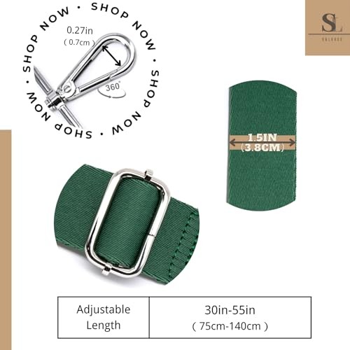 Thickened Solid Color Purse Straps Replacement Crossbody Green Silver Buckle