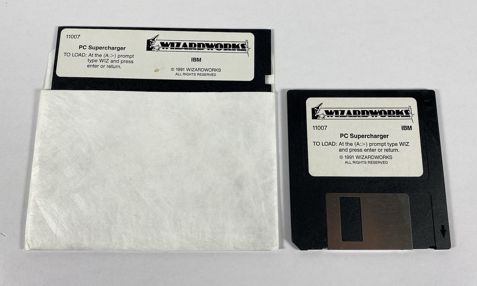 Vintage 3.5" & 5.25” Floppy Disks PC Supercharger 1991 DOS IBM Wizardworks