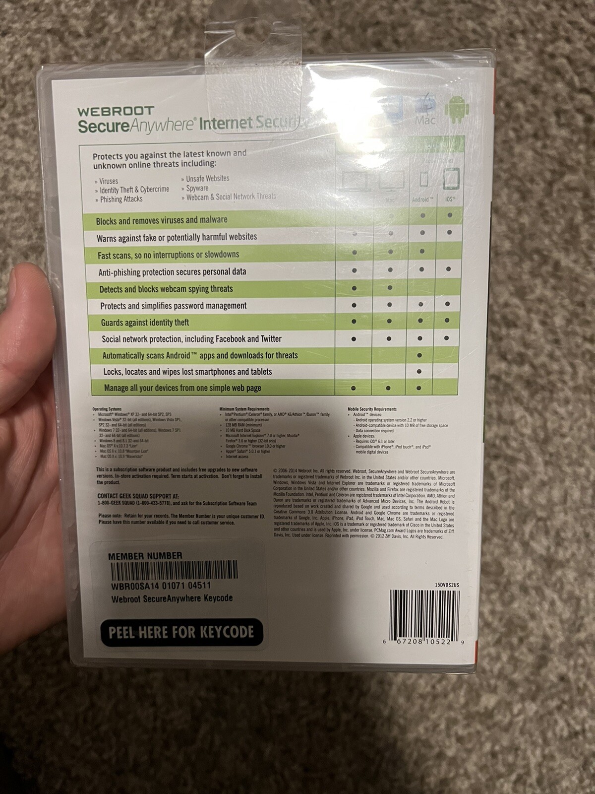 Webroot Secure Anywhere Internet Security 3 Devices for PC/MAC/Mobile NEW/SEALED