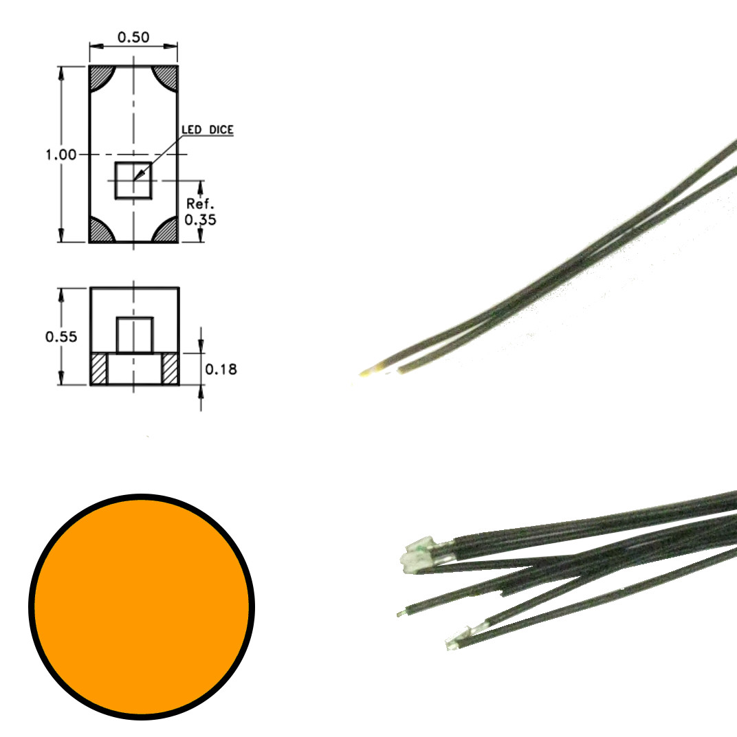 Digikeijs DR60092 Orange 0402 LED to Wire w/ Resistor