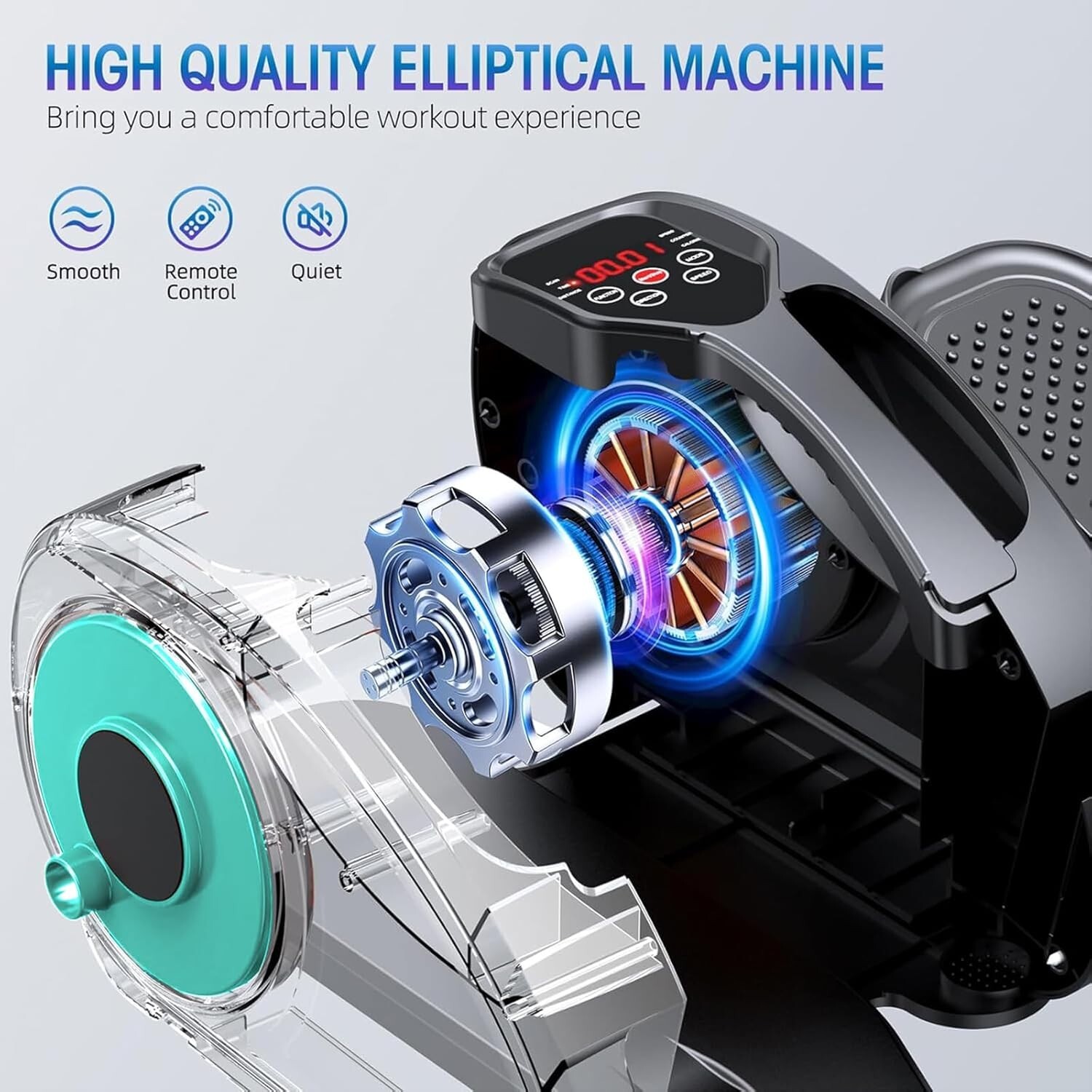 Under table elliptical stepper, sitting leg exercise equipment, fitness machine
