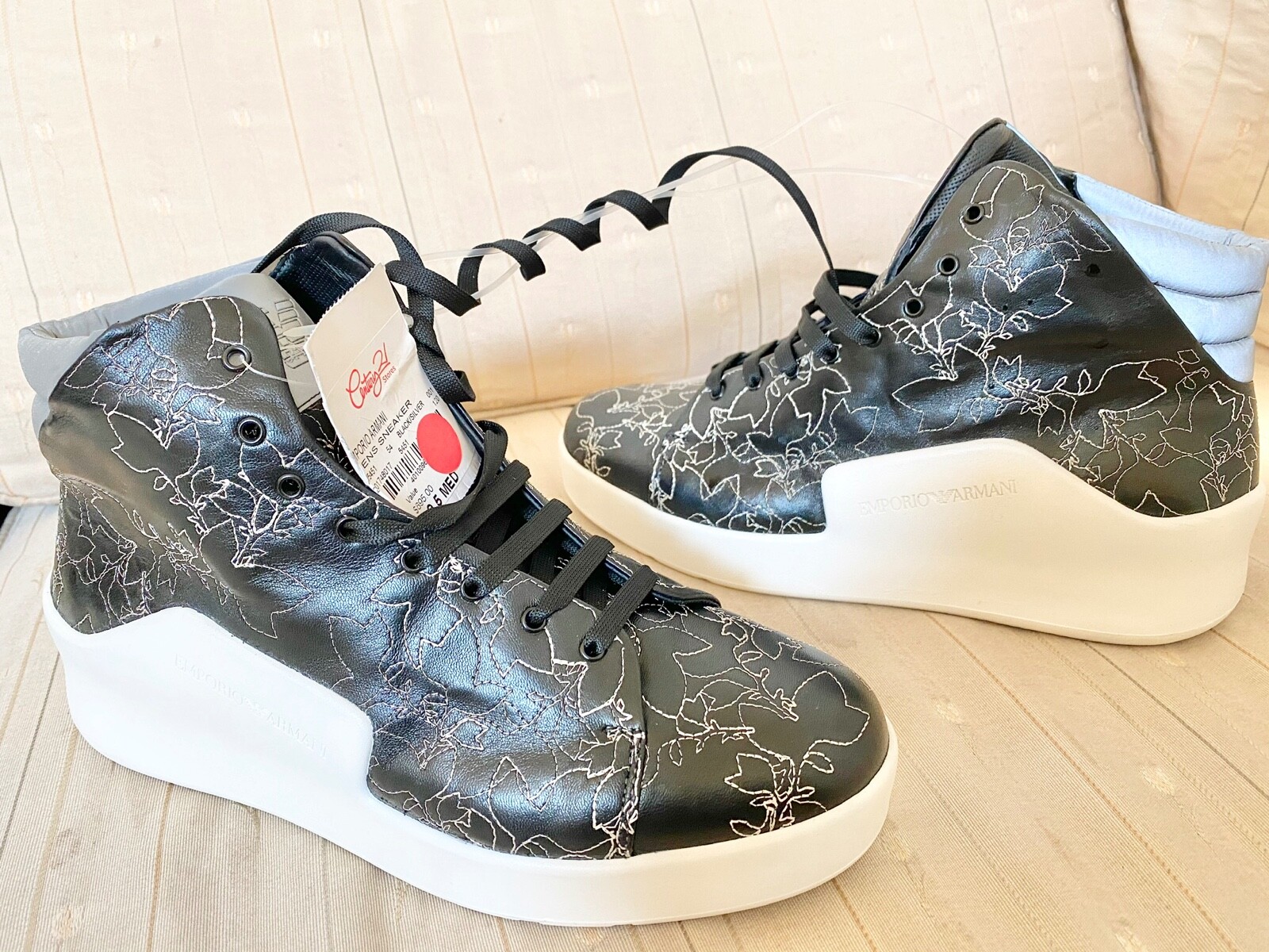 NIB EMPORIO ARMANI Men’s High-Top Leather Lace Up Sneakers US9.5/EU42.5 HUNGARY