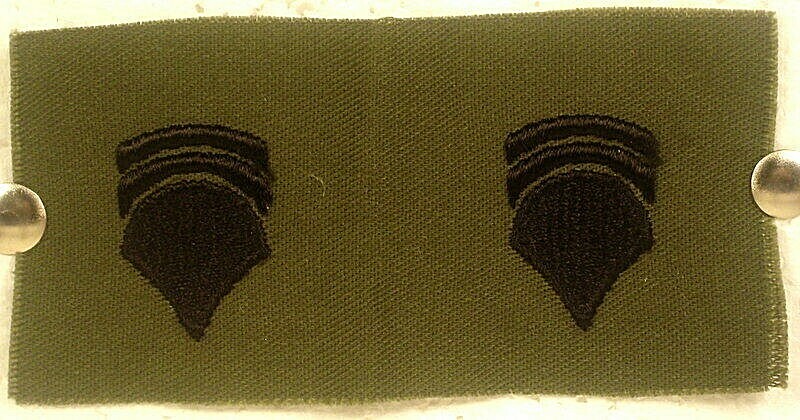 US Army Specialist 6 1st Class SP-6 E-6 Rank Insignia Pair OD Fatigue