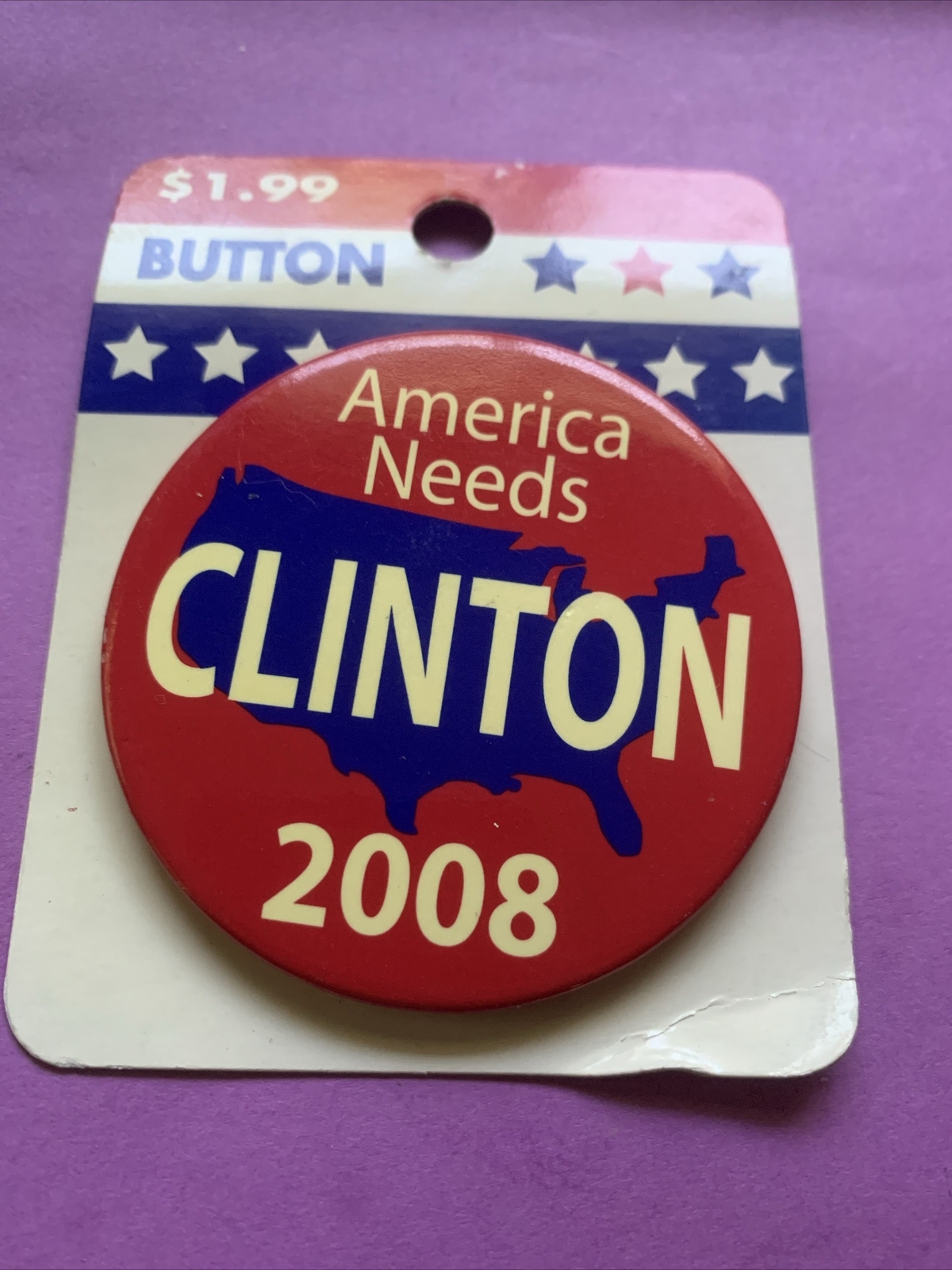 Clinton 2008 Presidential Campaign Pinback Button