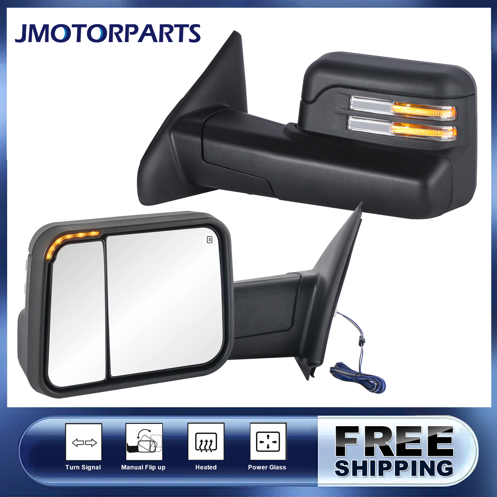 Pair Power Heated Tow Mirrors For 2002-2008 Dodge Ram 1500 2003-2009 2500/3500