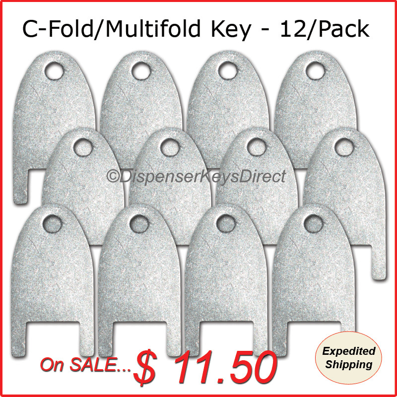 Kimberly Clark #770101 key for C-Fold/Mutifold Hand Towel Dispensers - (12/pk.)