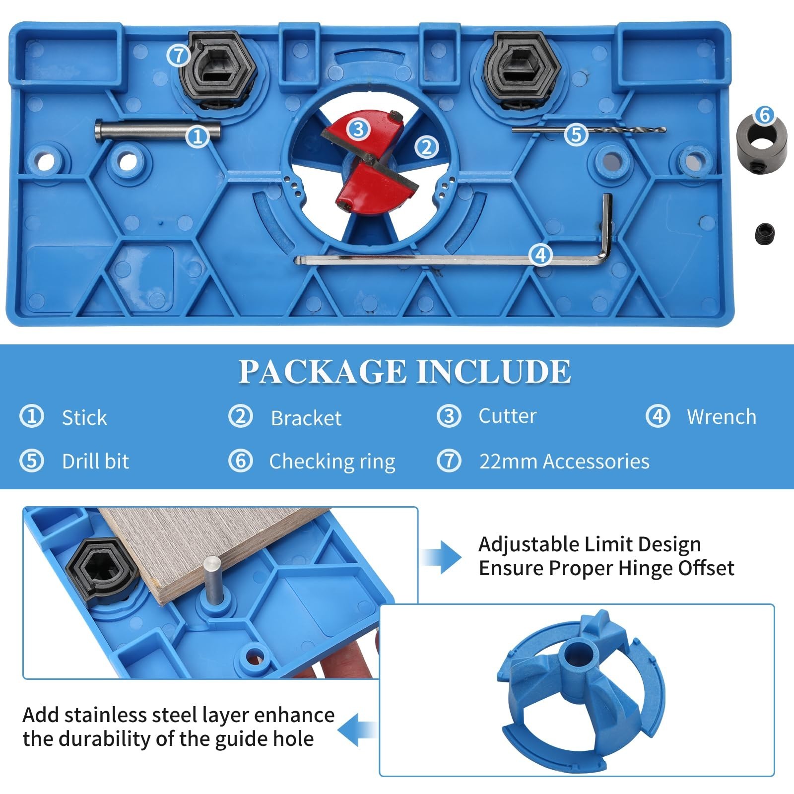 35mm Hinge Jig Concealed Hinge Hole Saw Jig Higne Drilling Jig Hole Guide Woo...