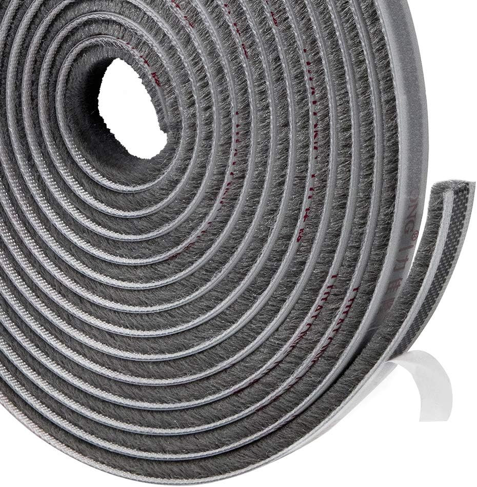 TORRAMI Felt Pile Weather Stripping 11/32 Inch X 3/16 Inch X 16 Ft, Sliding Wind