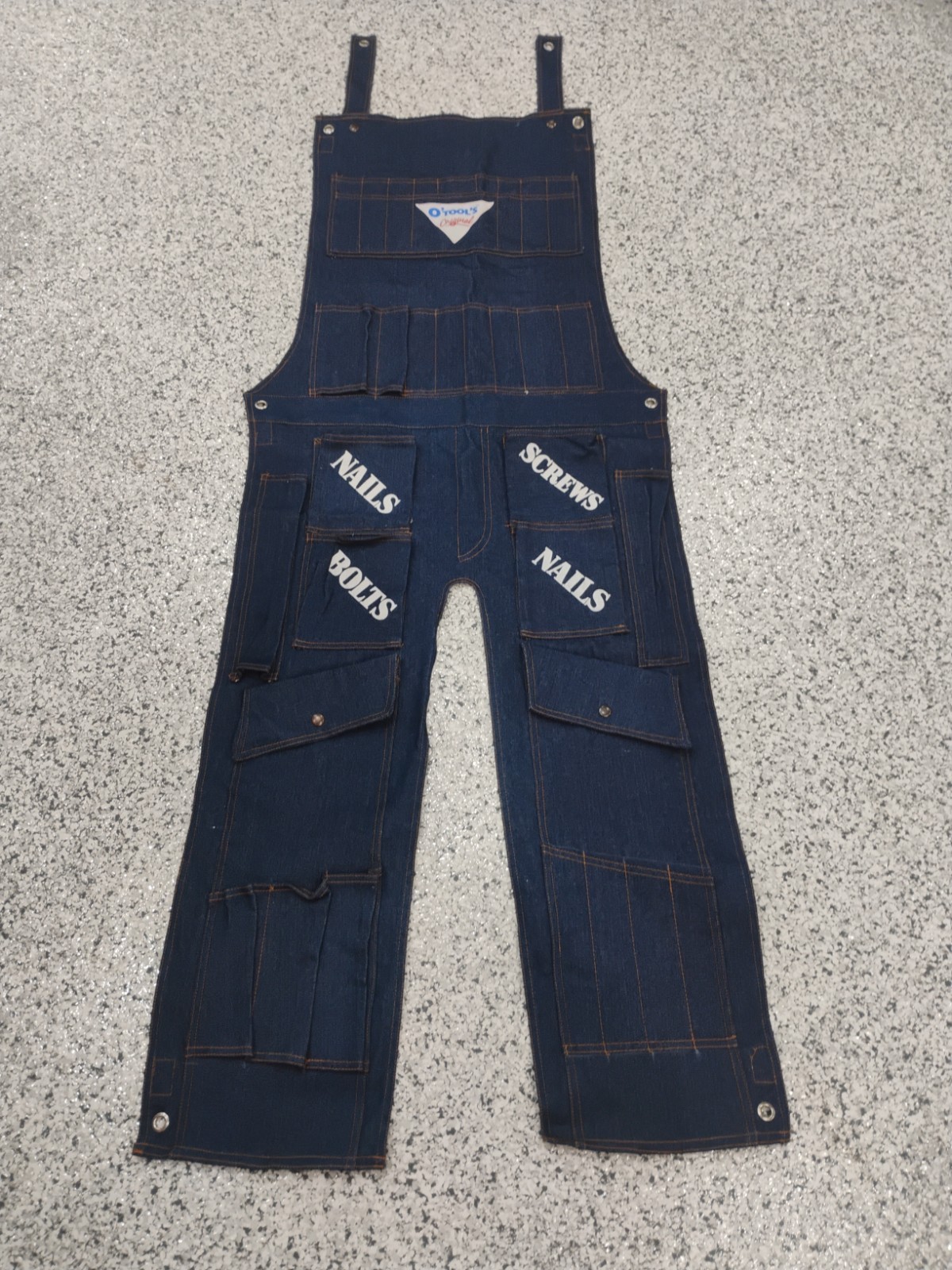 O’TOOL’S ORIGINAL Blue Denim Tool Rack Overalls Hanging Pocket Wall OrganizerK73
