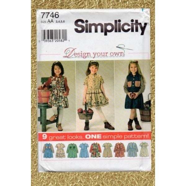 Simplicity 7746 UNCUT Pattern Girls' Dresses 9 Versions sizes 3-6