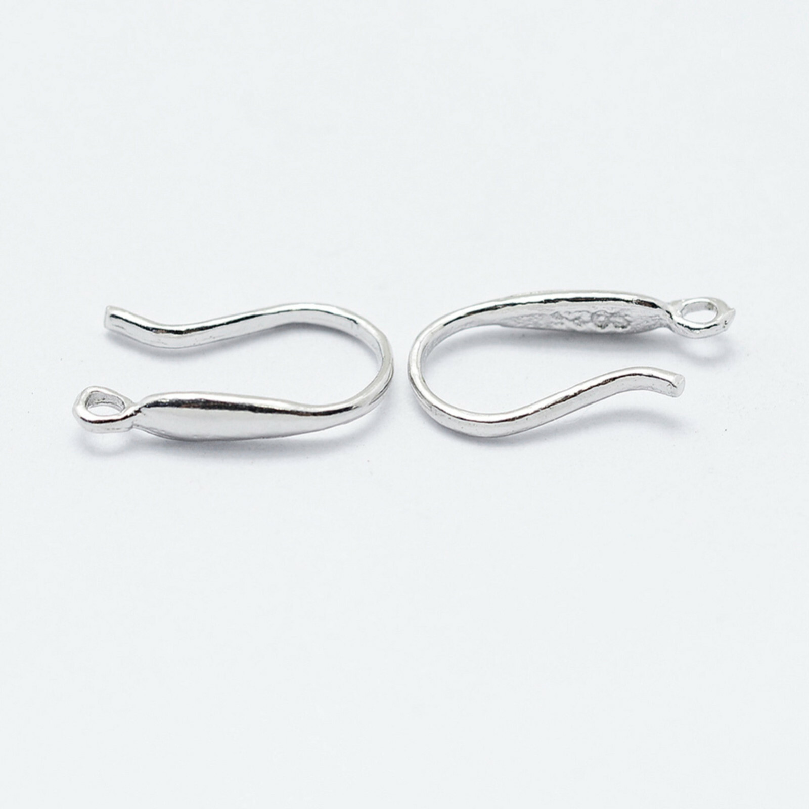 925 Sterling Silver Earring Hooks Hallmarked Platinum Color.2mm wide 12mm long