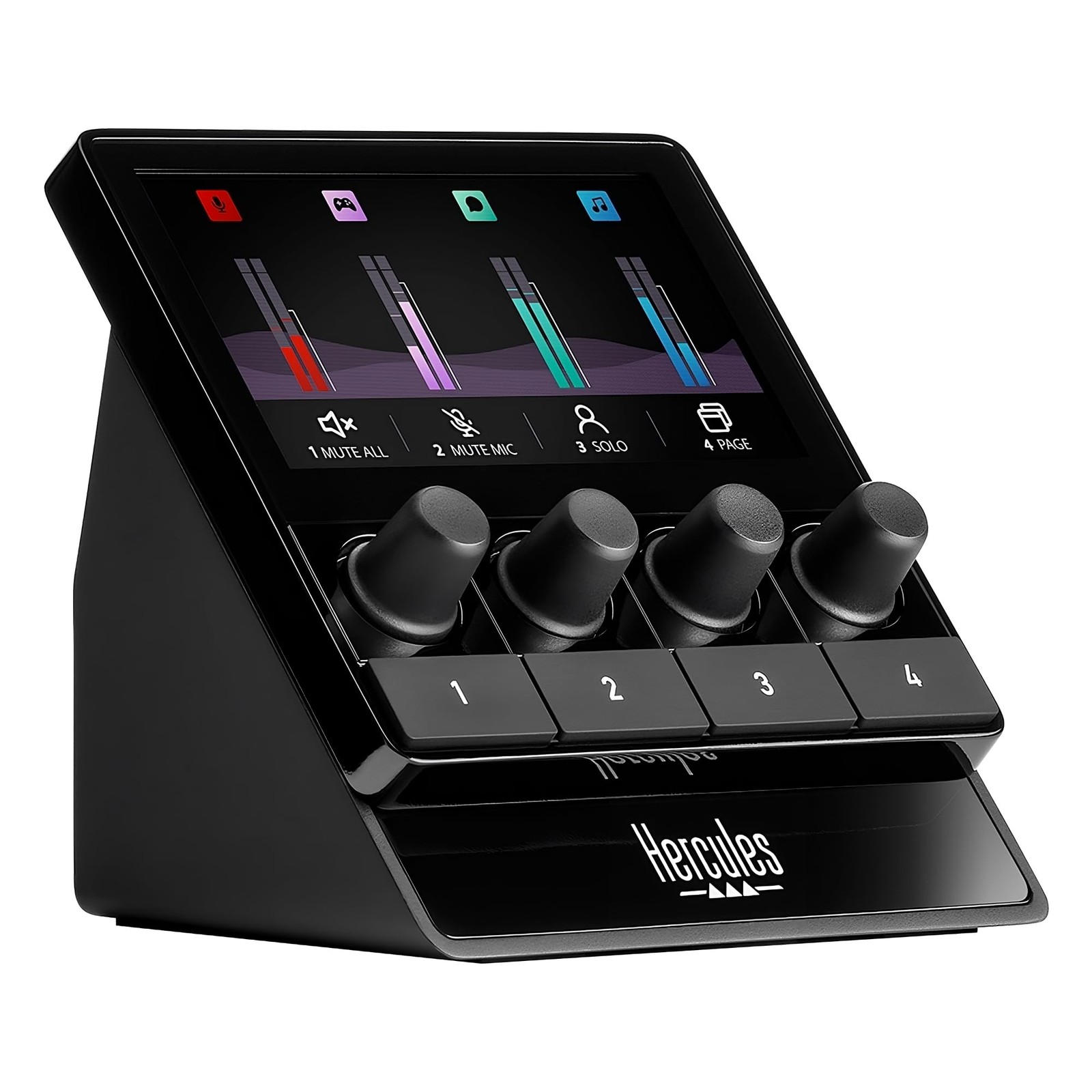 Hercules Stream 100, Audio Mixer for Content Creators, Up to 8 Tracks, LCD