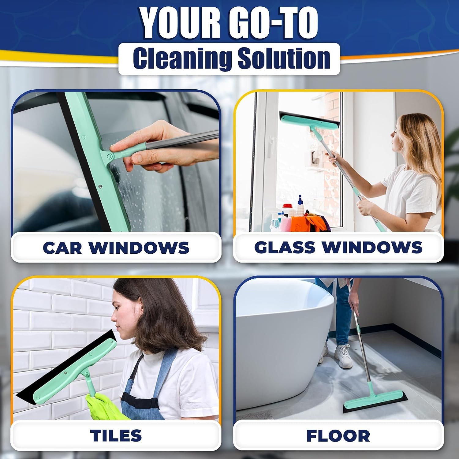 Floor Squeegee - 34.5" Telescoping Squeegee for Window Cleaning with Durable