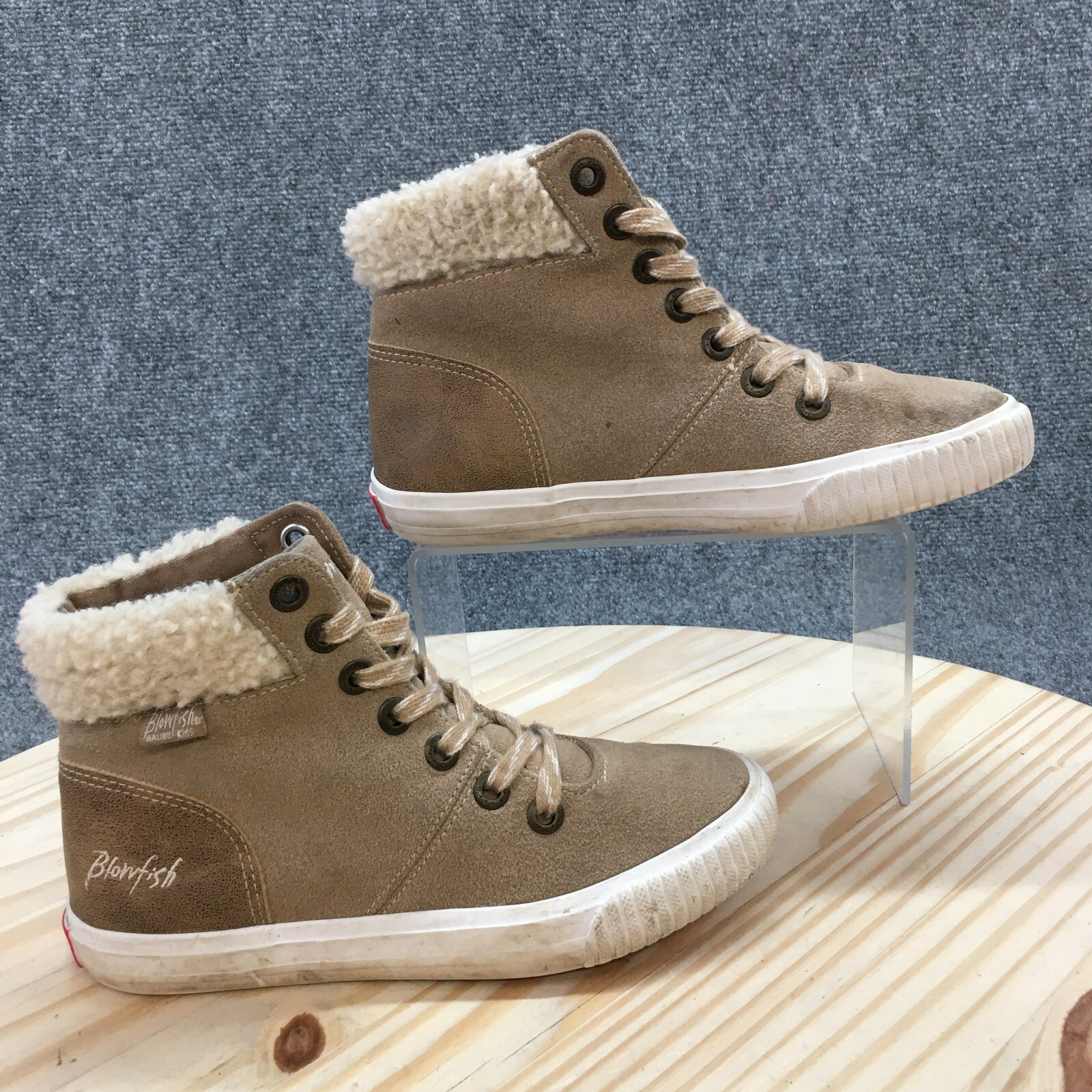 Blowfish Malibu Winter Snow Boots Youth 3 Brown Lace Up Round Toe Ankle Faux Fur