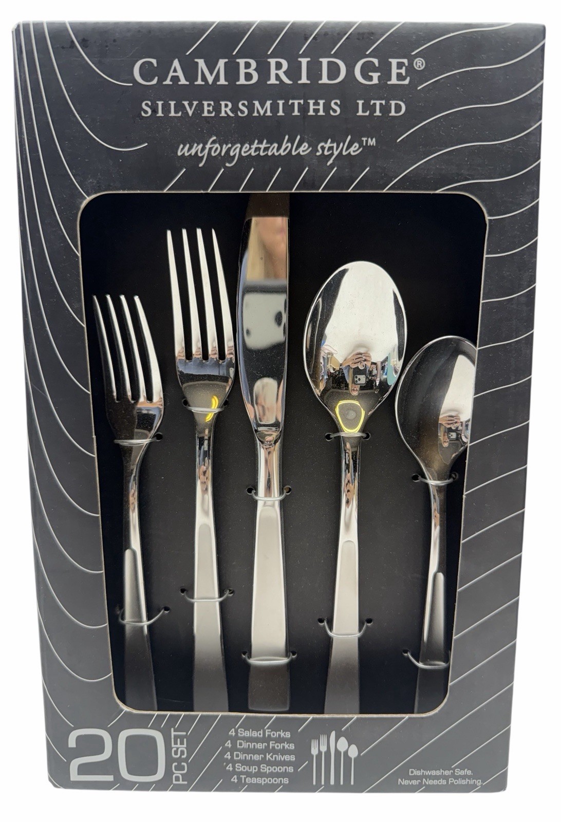 Cambridge Silversmiths Ltd 20 Pc Flatware Set Comet Sand 18/0 Stainless New