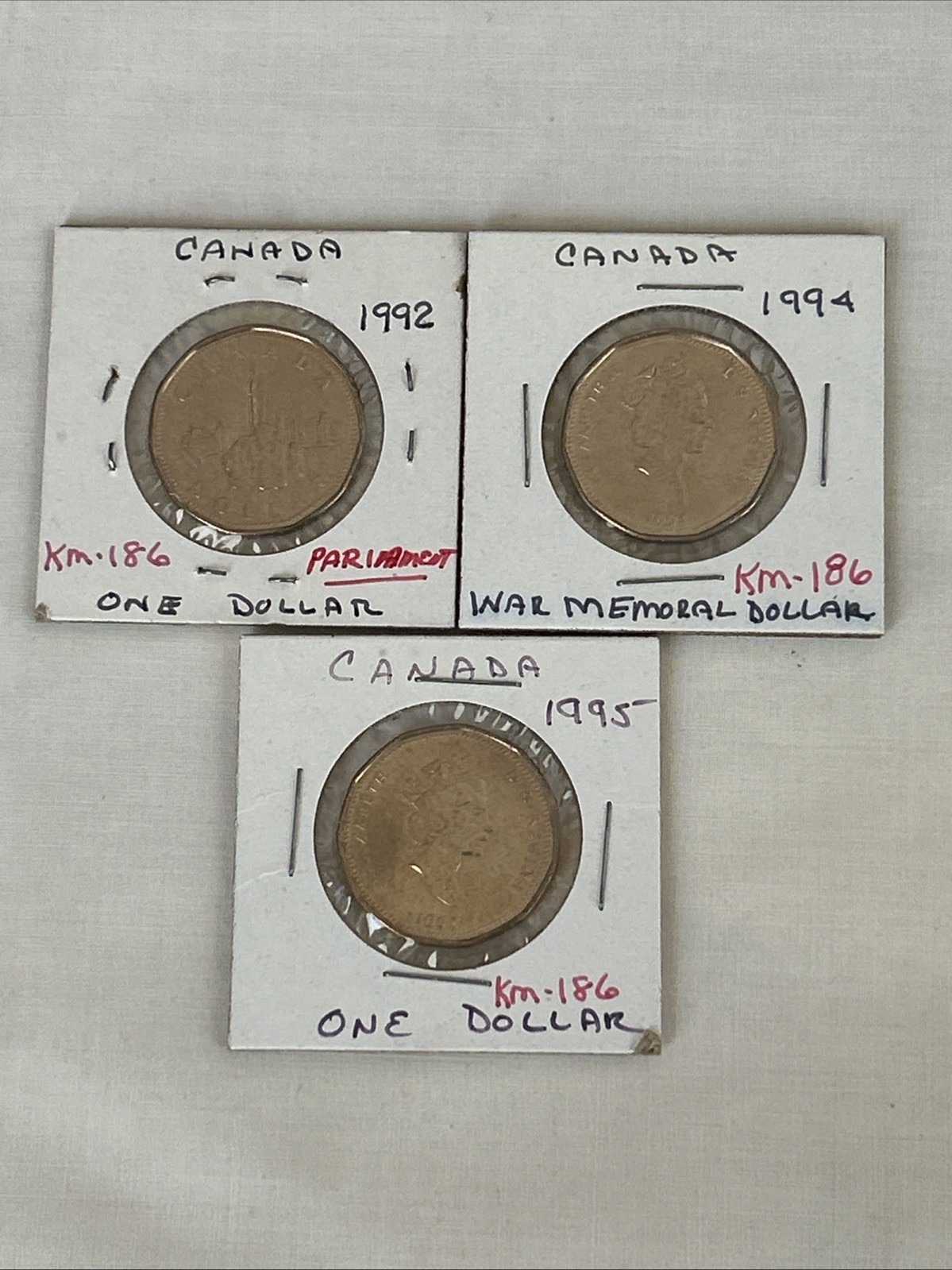 🇨🇦​ *** CANADA 1992, 1994, 1995 DOLLAR "LOONIE" SET