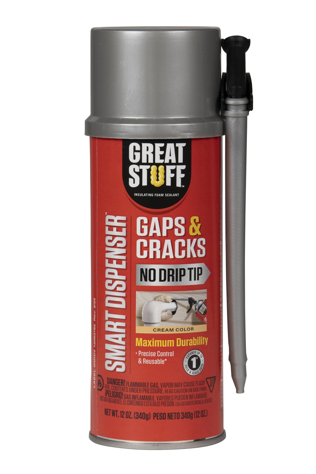 Great Stuff 99108824 Smart Dispenser Gaps & 12 Ounce (Pack of 1), Cream