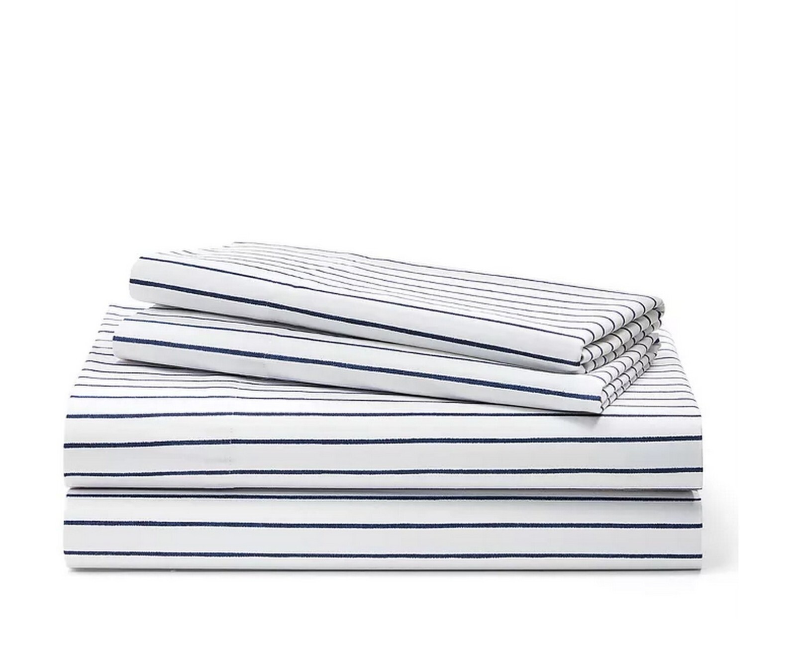 Lauren Ralph Lauren Spencer Stripe Sateen Cotton King Sheet 4 Pieces Set Navy