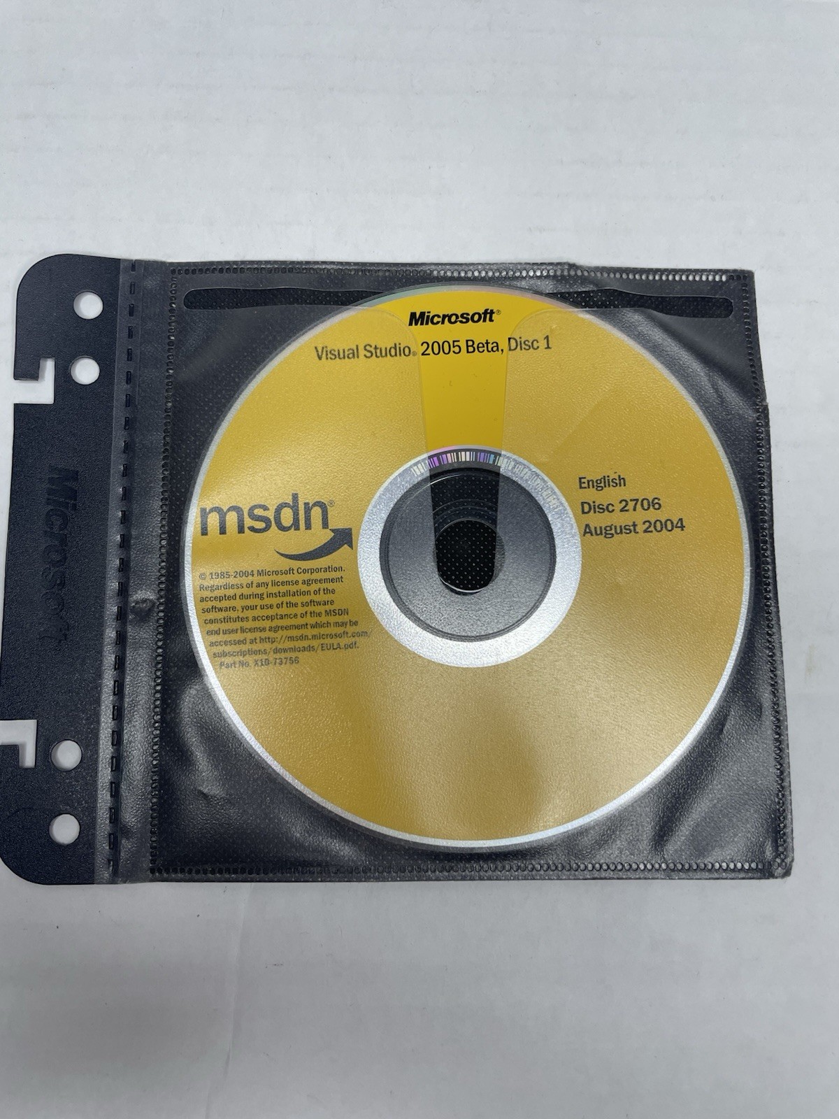 Microsoft MSDN Visual Studio 2005 Beta Disc 1 CD-ROM Disc 2706 August 2004