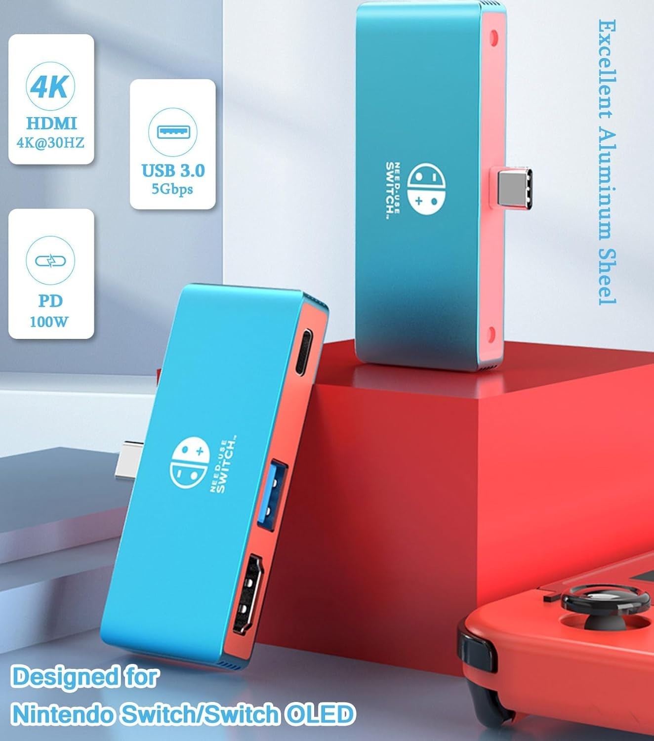 Portable 4K HDMI Dock for Nintendo Switch & OLED - USB C with PD 100W Charging