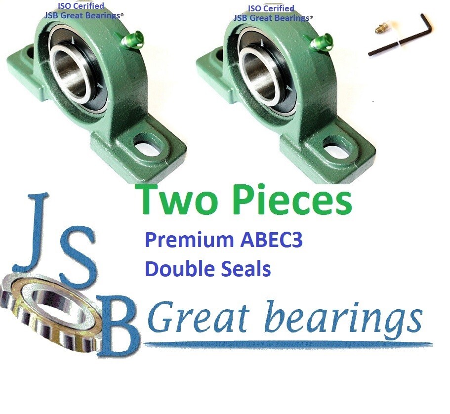 (Qt. 2) UCP201-8 Premium Double Seal ABEC3 Pillow Block Bearings 1/2" Bore