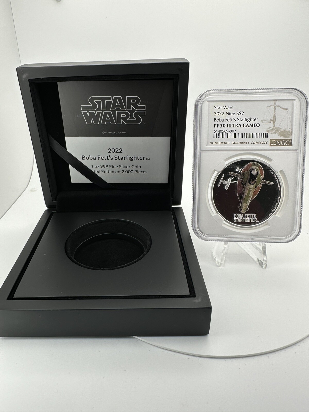 2022 NGC Niue StarWars Boba Fett's Starfighter 1oz Silver Proof Coin PF70 UC OGP