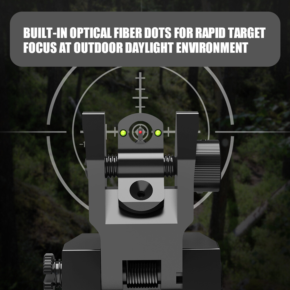 Fiber Optic Iron Sights Flip Up Iron Sight Front Rear Sight for Picatinny Weaver