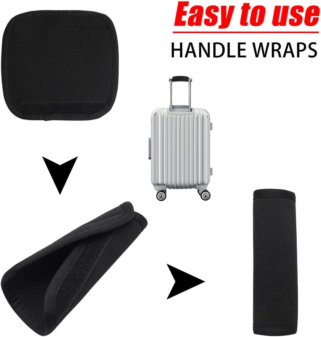 1-100PCS Luggage Handle Wraps for Suitcase Comfort Soft Handle Covers (Black)