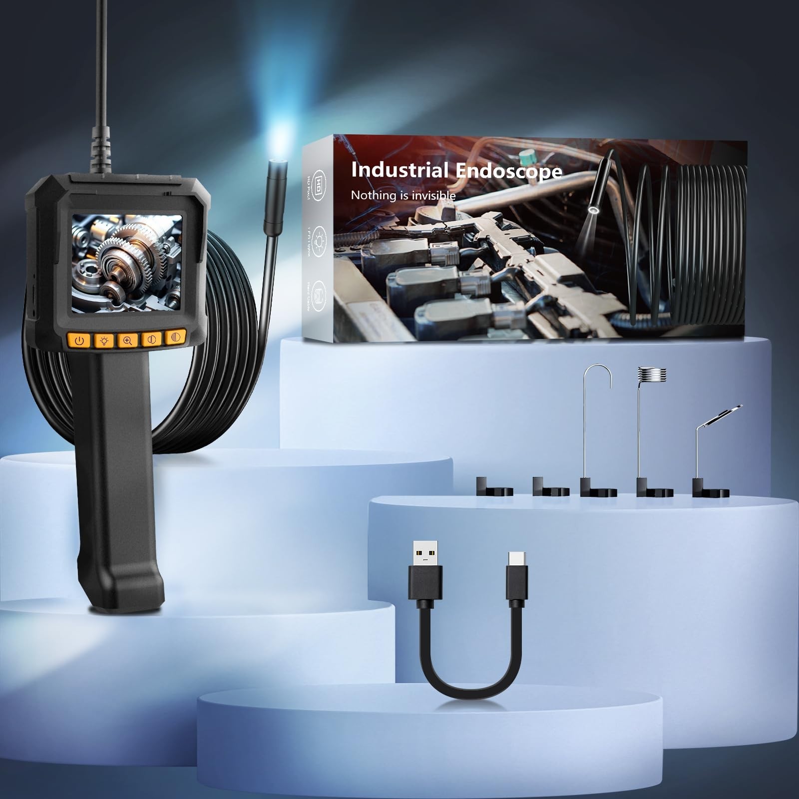 Endoscope Borescope Camera with Light, 16.5ft Waterproof Snake Inspection Camera
