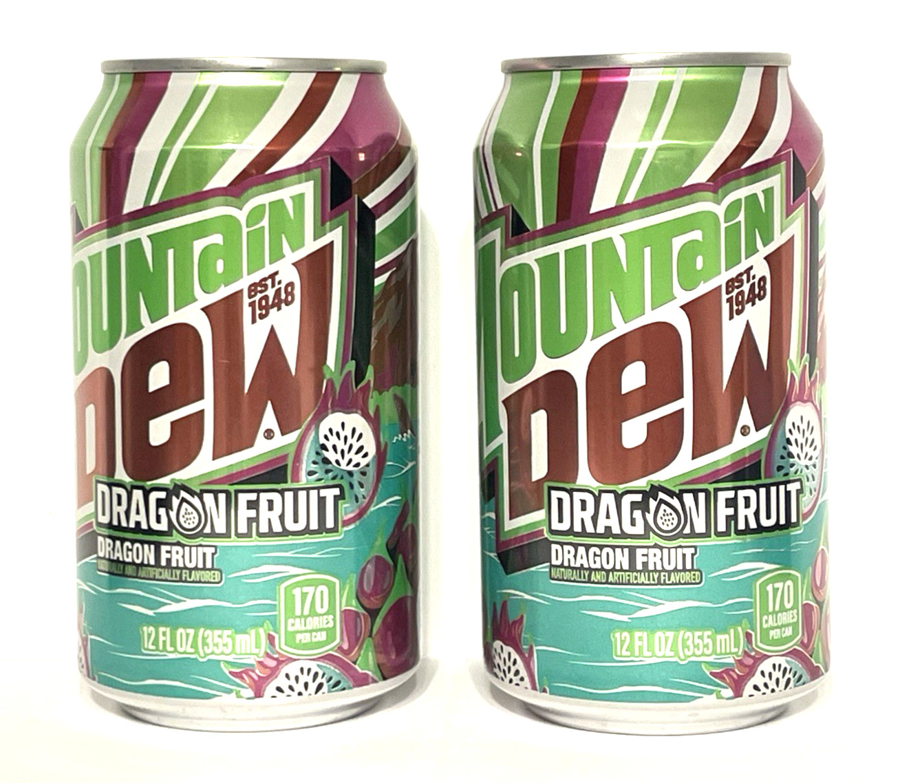 Mountain Dew 2 Dragon Fruit 12oz Cans Limited Edition Flavor New Sealed Mtn