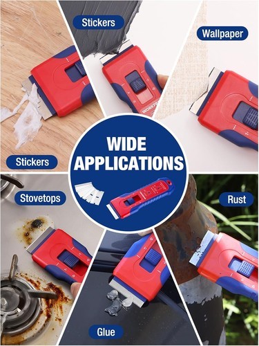 WORKPRO Retractable Razor Blade Scraper w/56PC Steel Blade Cleaning Scraper Tool