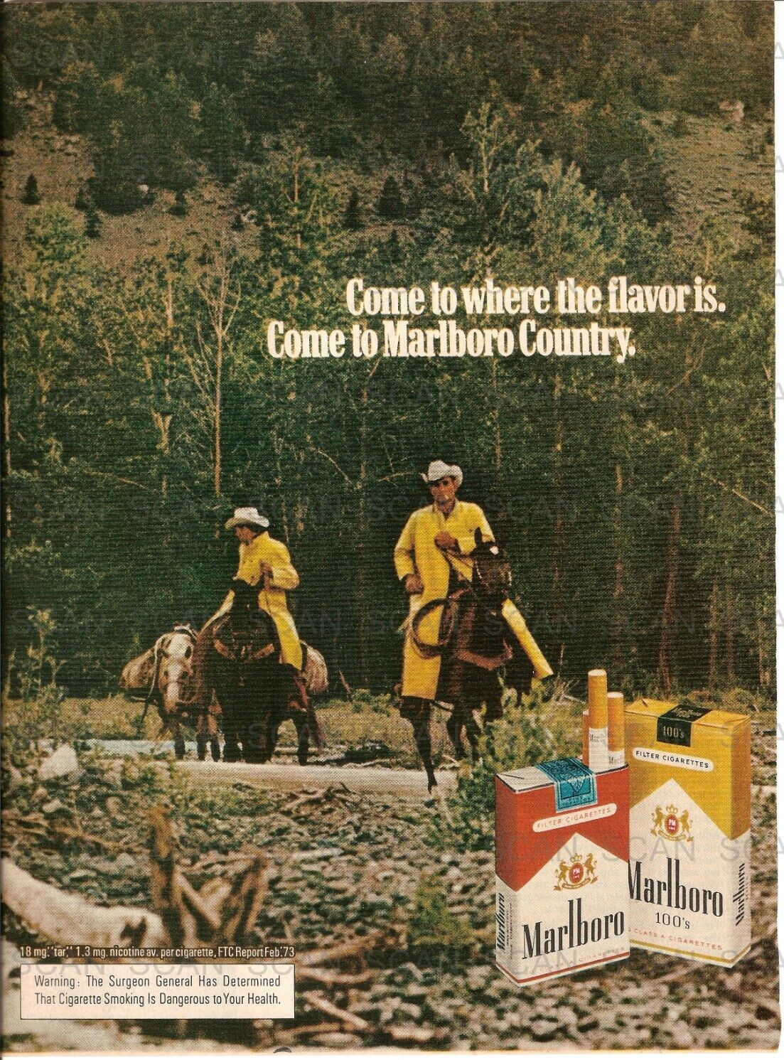 1973 Marlboro Cigarettes Vintage Magazine Ad  Marlboro Man on Horseback