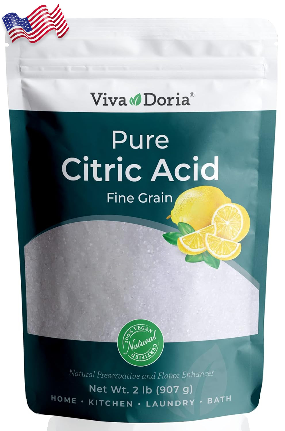 Viva Doria 100% Pure Citric Acid Food Grade Fine Grain 2 lb 907 g  FREE SHIPPING