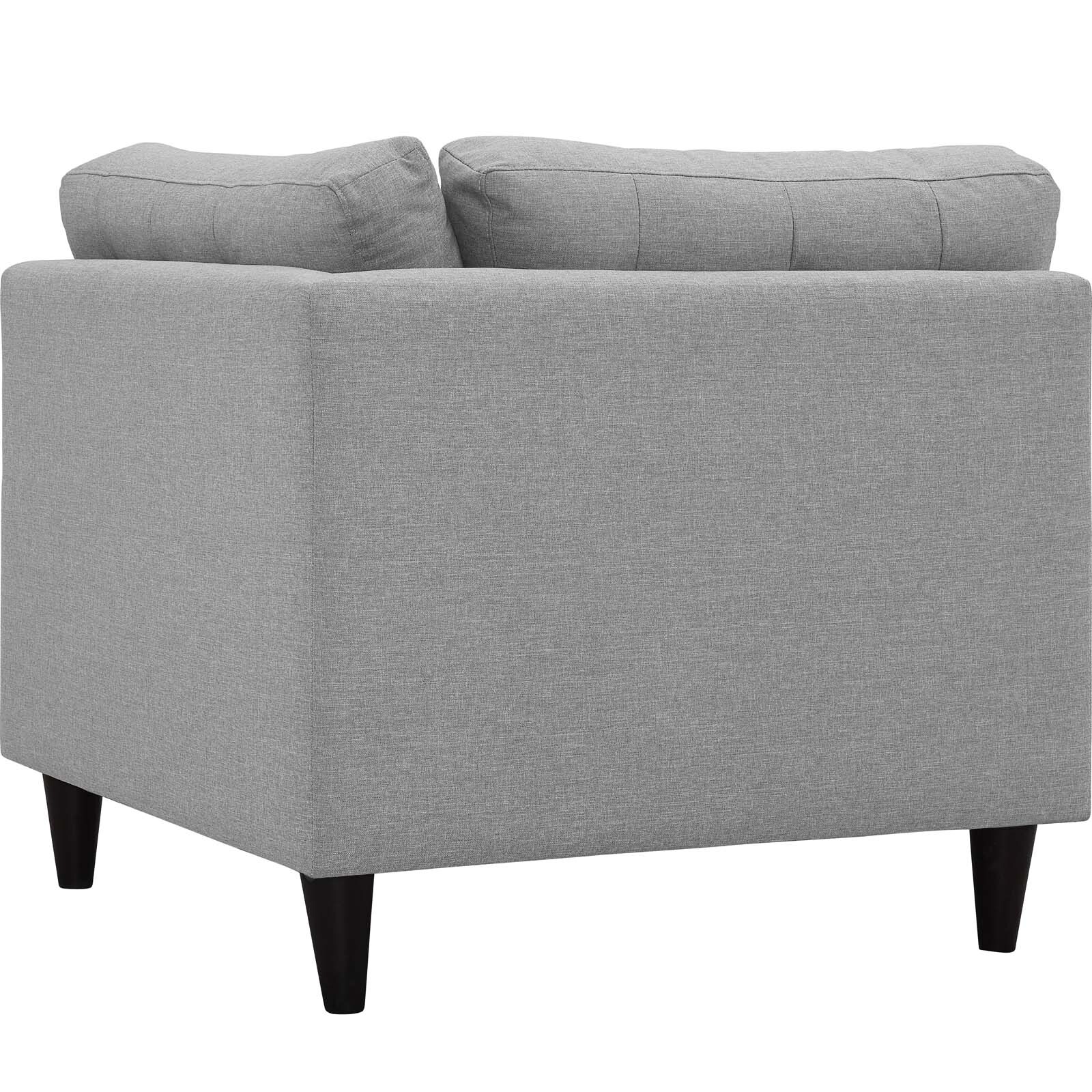 Modway Empress Upholstered Fabric Corner Sofa in Light Gray