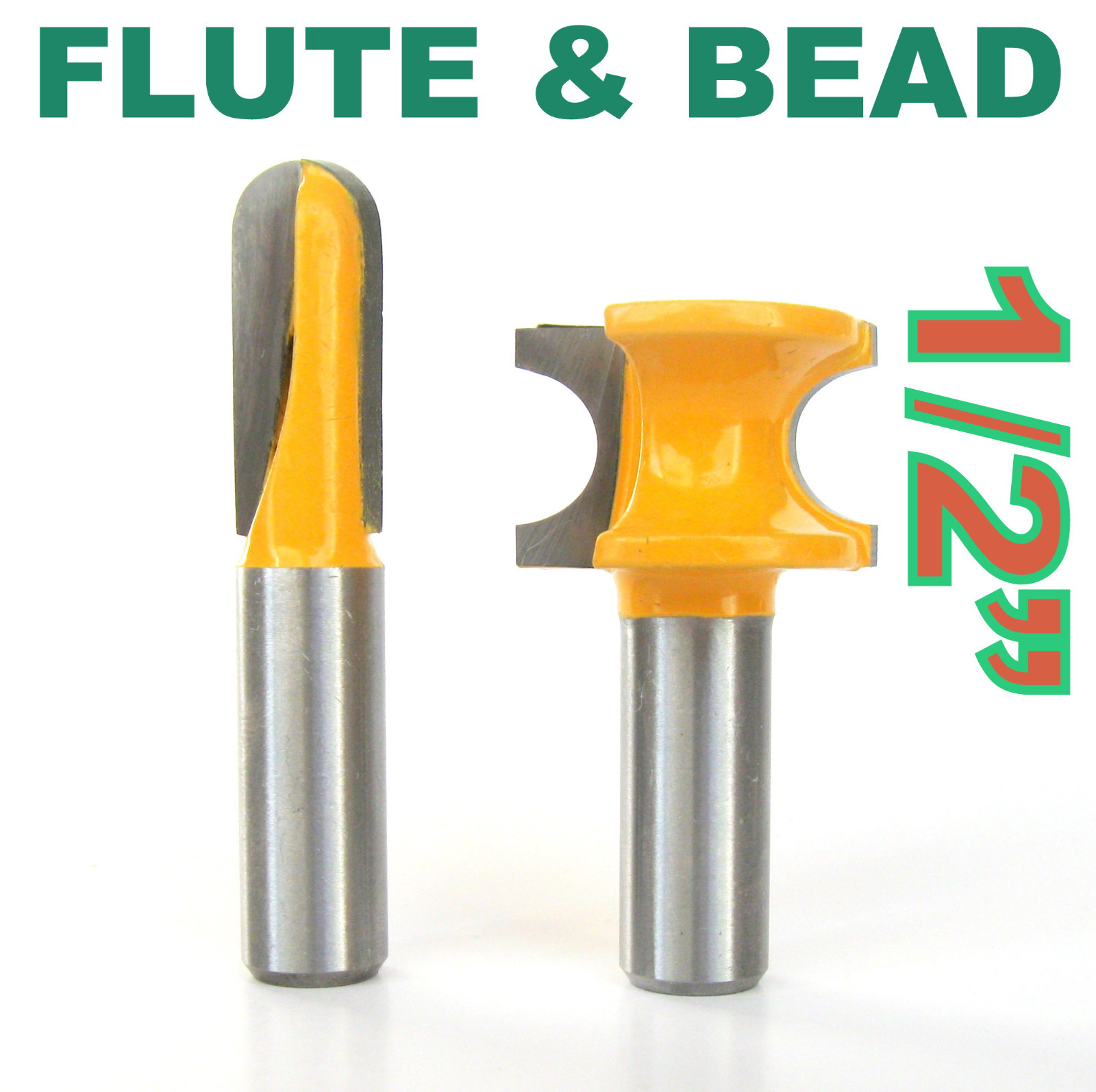 2 pc 1/2" SH 1/2" Diameter Flute and Bead Match Joint Router Bit Set sct-888
