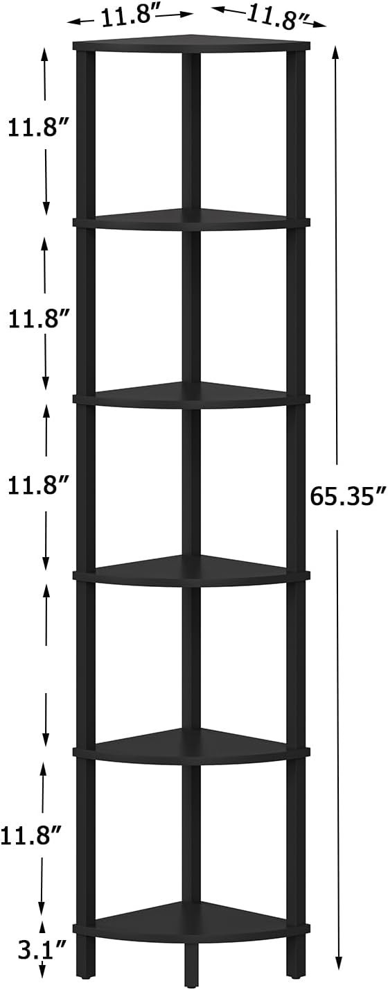 Elegant 6-Tier Industrial Corner Shelf - Customizable Storage Solution