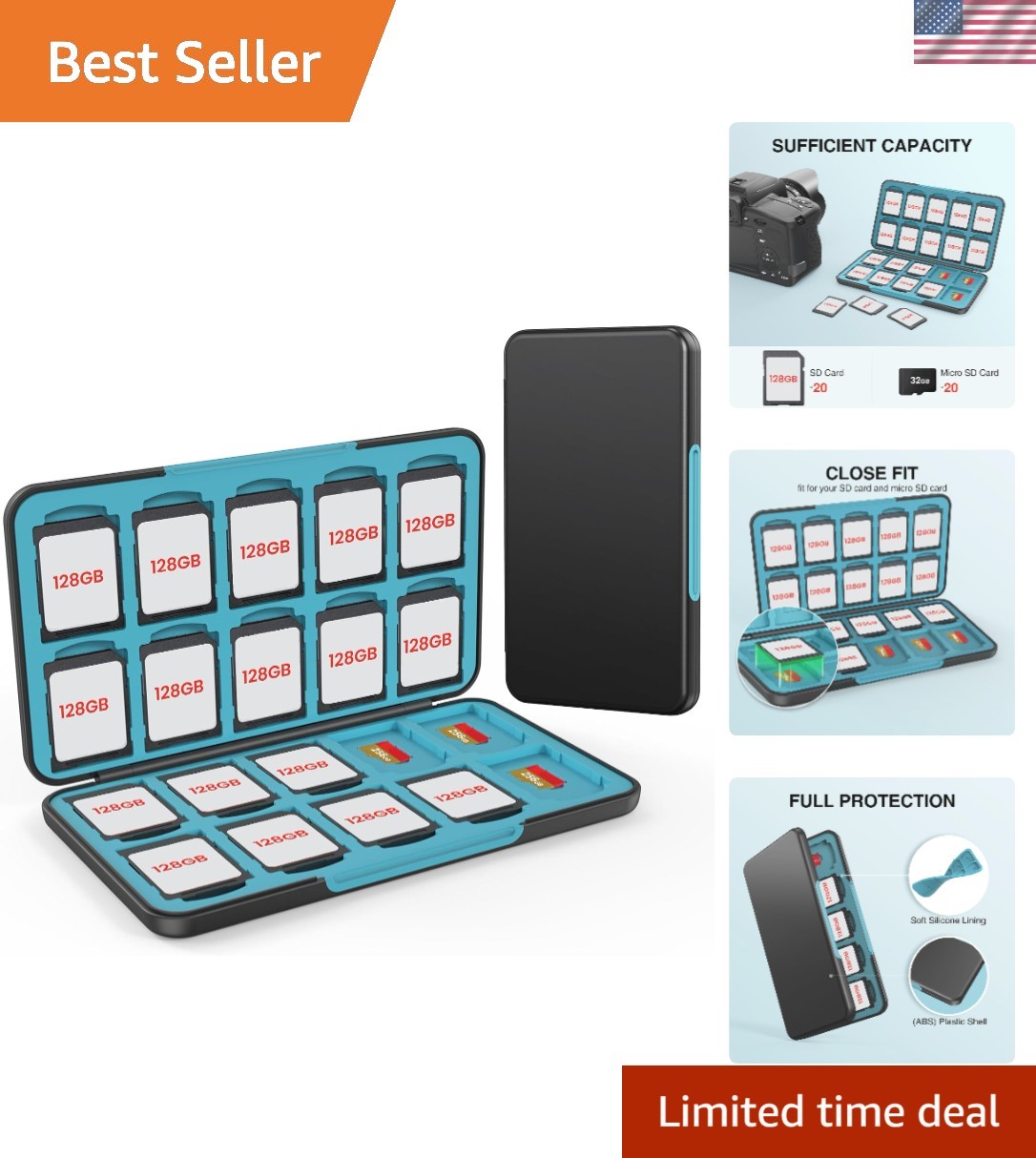 SD Card Holder with 40 Precise Slots for SDXC SDHC Micro SD Cards | Portable ...