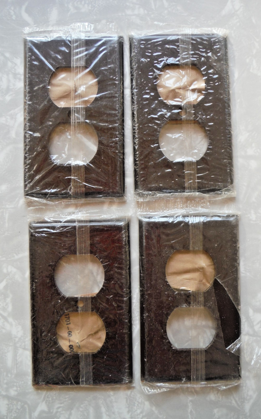 Lot of  4 Vintage Leviton Brown Smooth Outlet Covers + Screws *New*