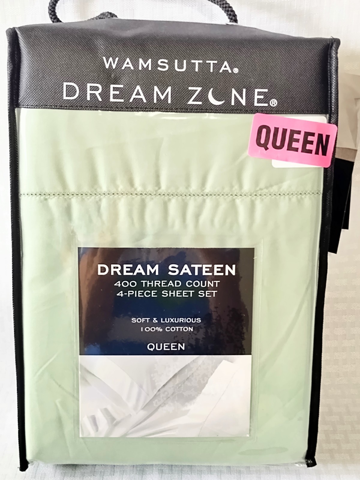NEW Wamsutta Dream Zone Sateen Sage Green 400 TC 4 Piece Queen Cotton Sheet Set