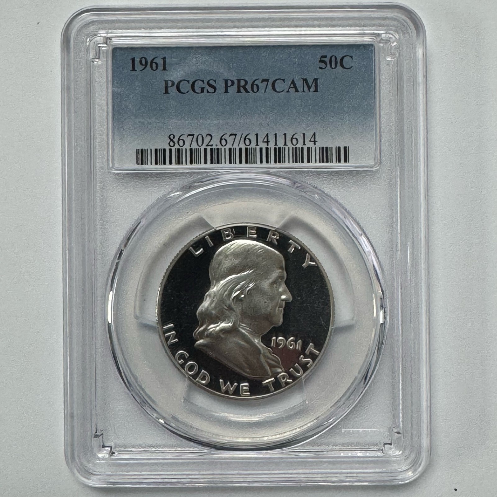 1961 Franklin Half Dollar PCGS PR67CAM Silver 50c Cameo Coin