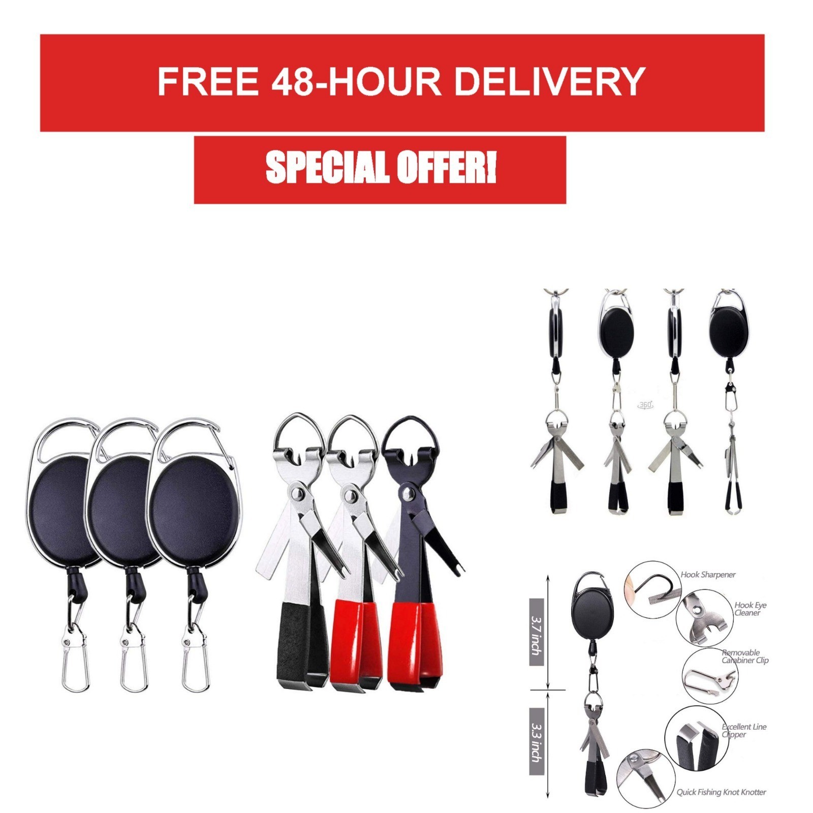 HiBD Fishing Quick Knot Tying Tool 4 in 1 Stainless Steel Set