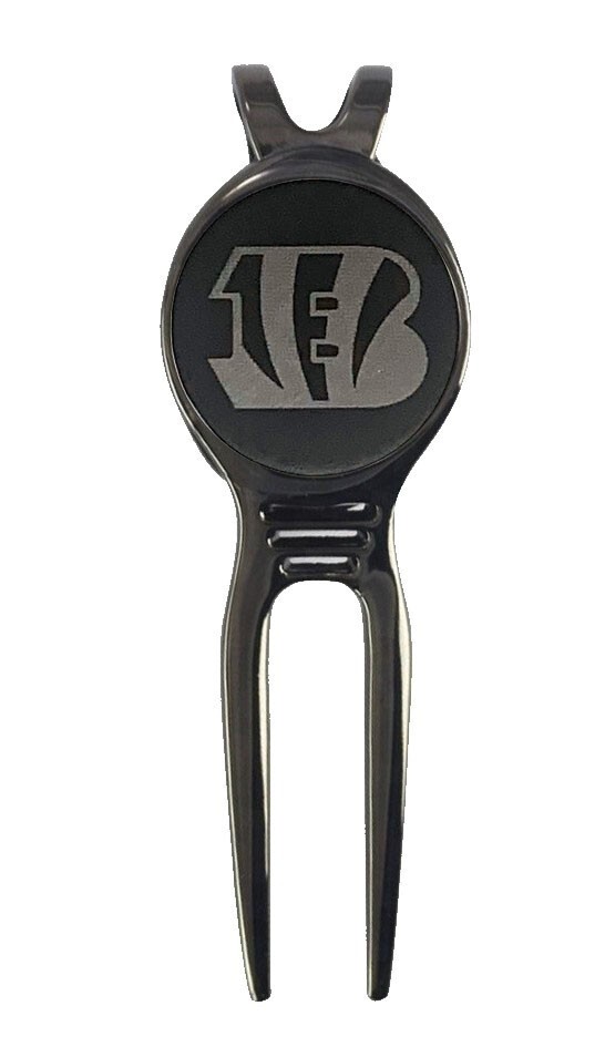 Cincinnati Bengals Golf Ball Marker w/ Black Nickel Divot Tool Gift Laser
